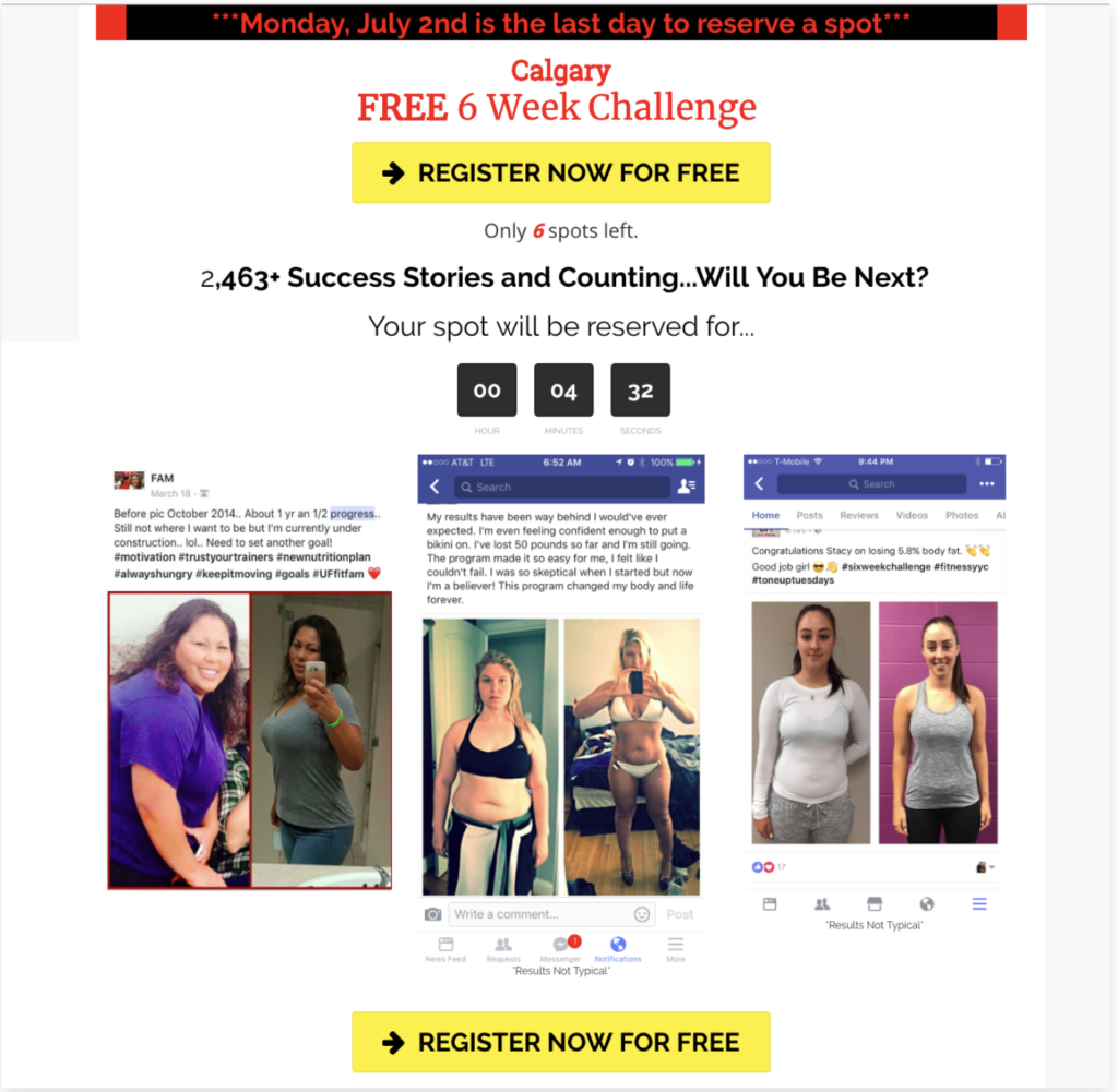 Free Challenge Landing Page