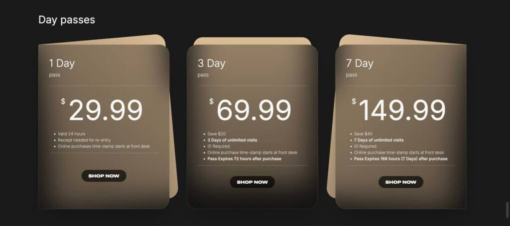 how much is Alphaland day pass