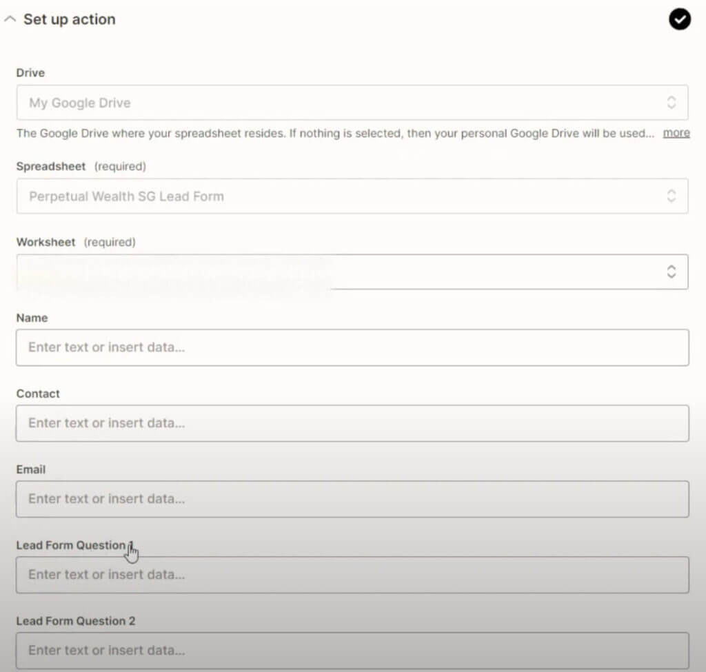31. Google Shets Zap integration for Facebook Ads 4