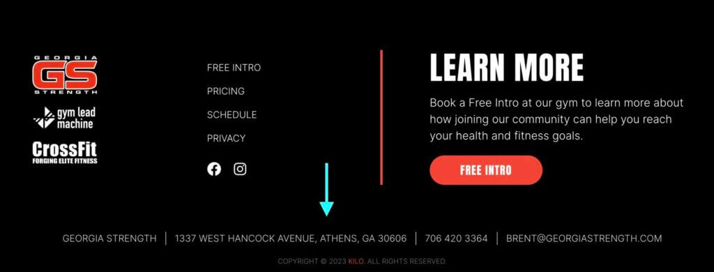 Kilo gym website image 4