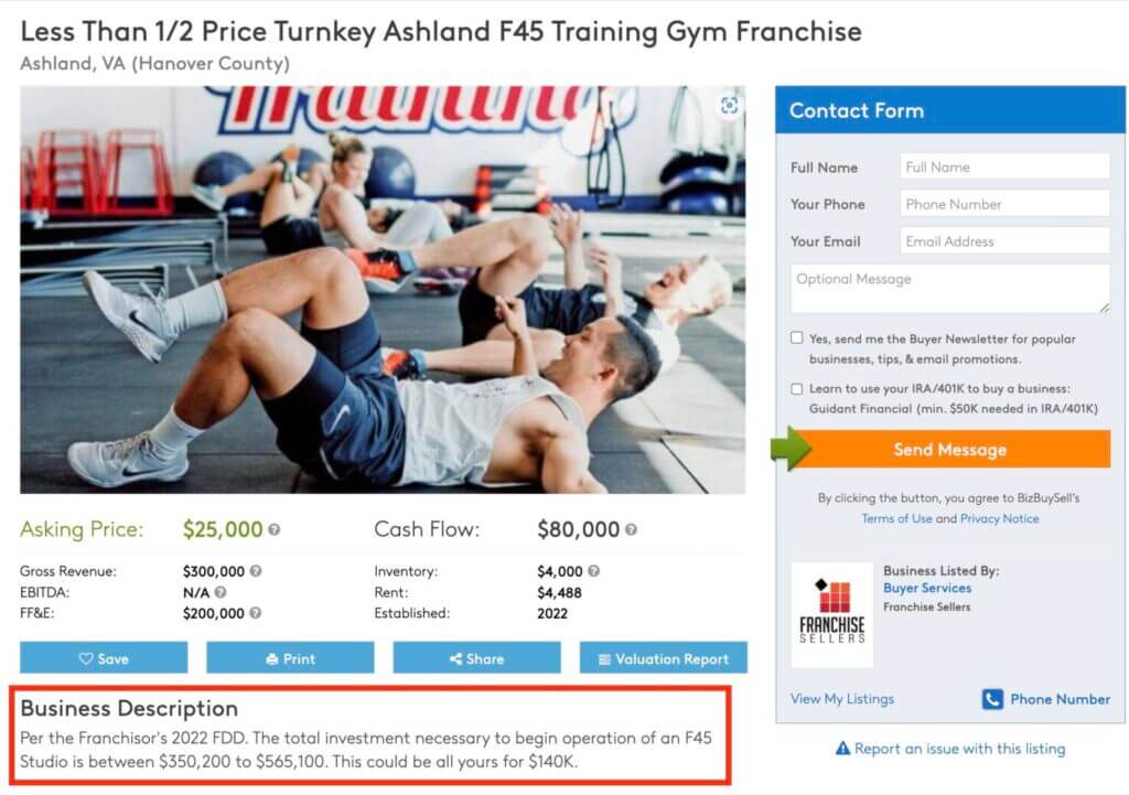 investment necessary to being operations of an F45 Studio