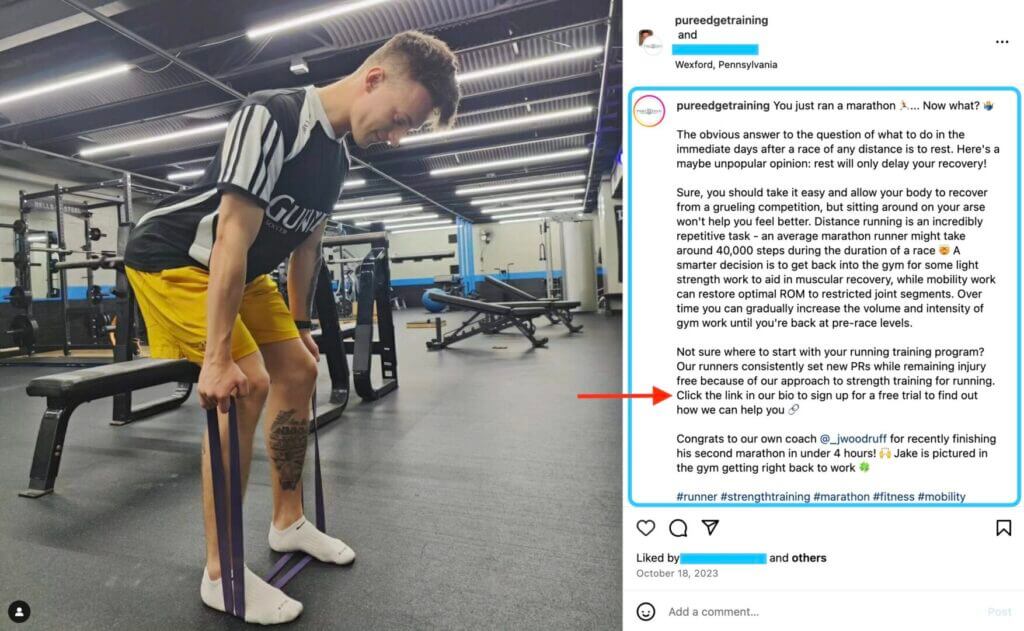 example of an instagram post that uses CTA within the post