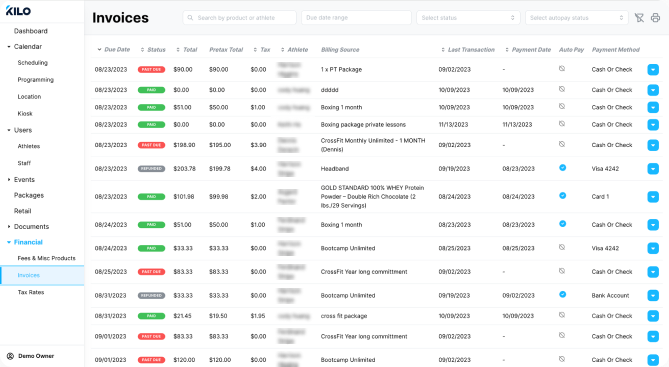 Kilo gym staff management