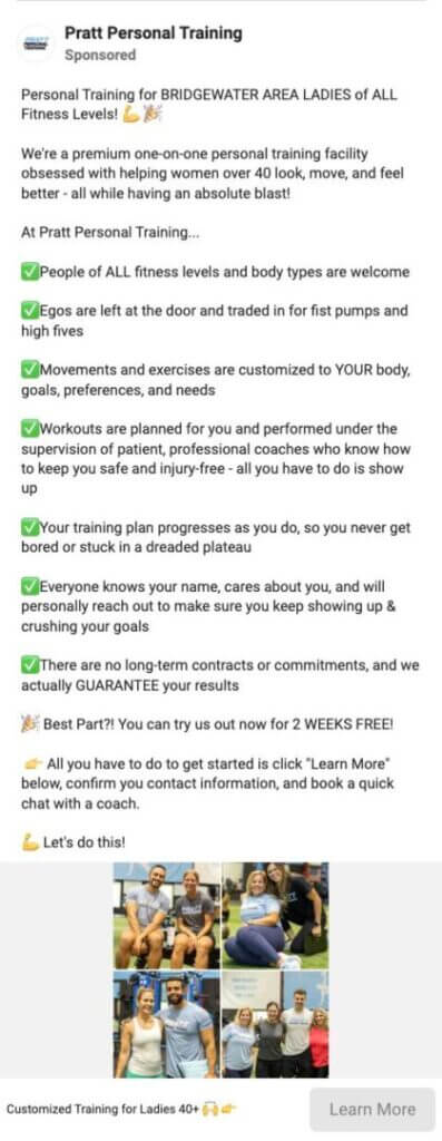 Pratt Personal Trainer ad example