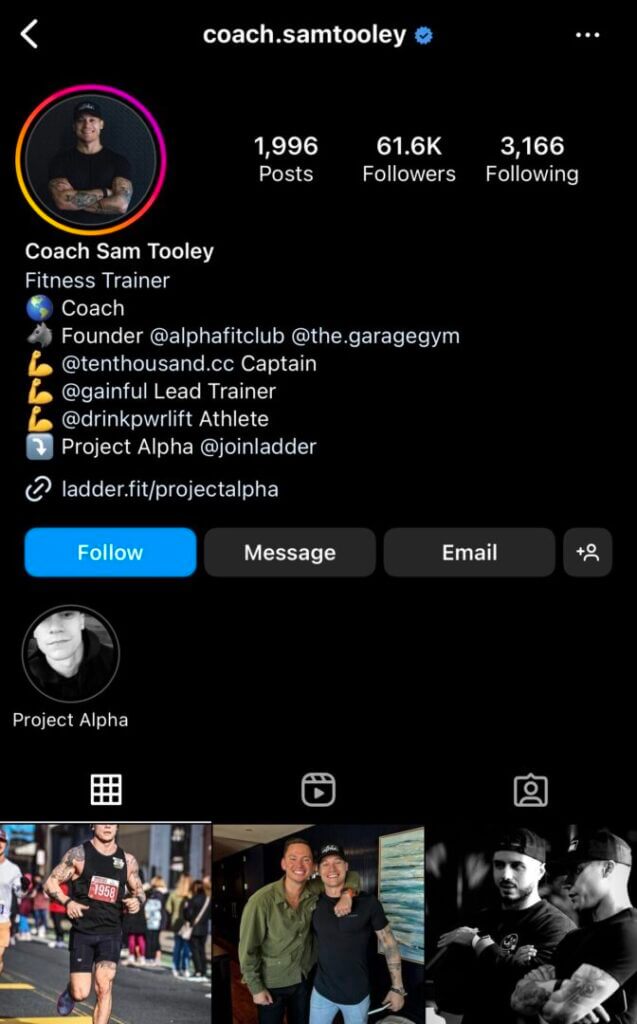 Coach Sam Tooley Instagram