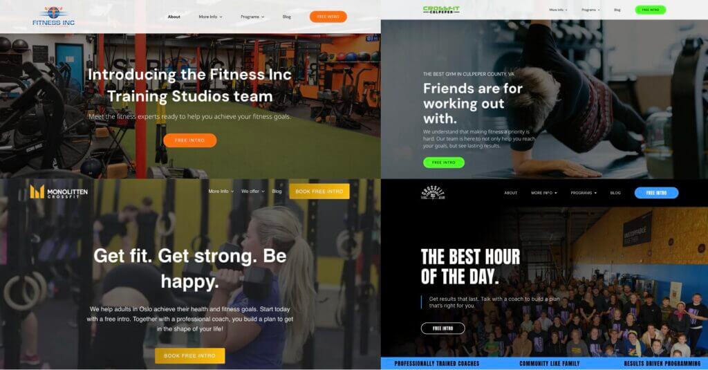 Kilo gyms websites CTA examples