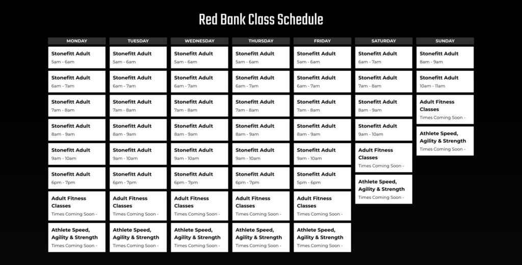 Red Bank Class Schedule
