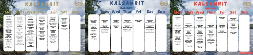 Kalsamrit Martial Arts schedule