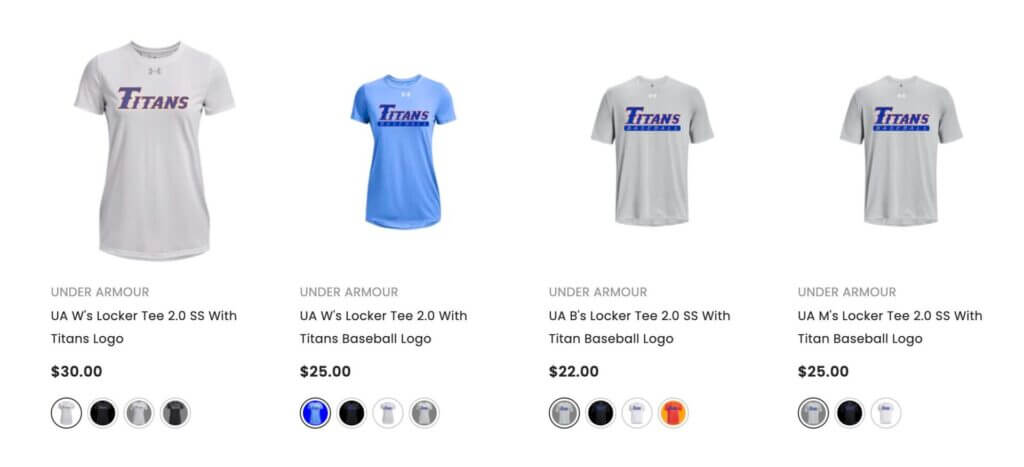 Titans Sports Academy locker tee line