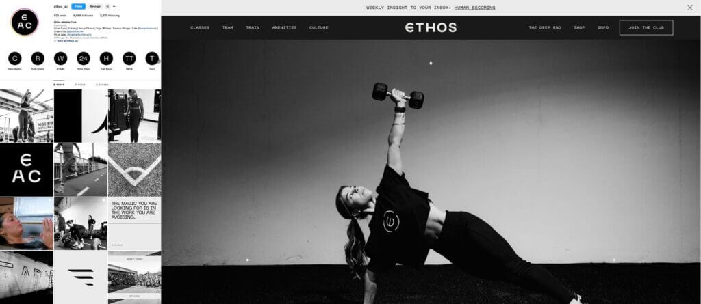 Ethos gym consistent luxurious branding