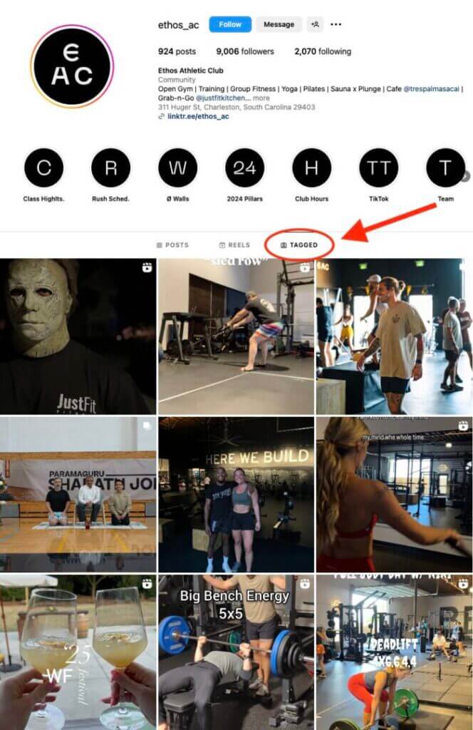 Ethos gym instagram page
