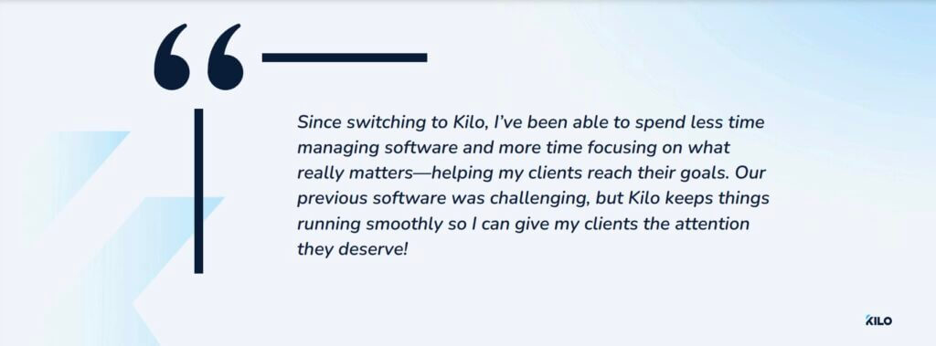 kilo testimonial from Capterra 1