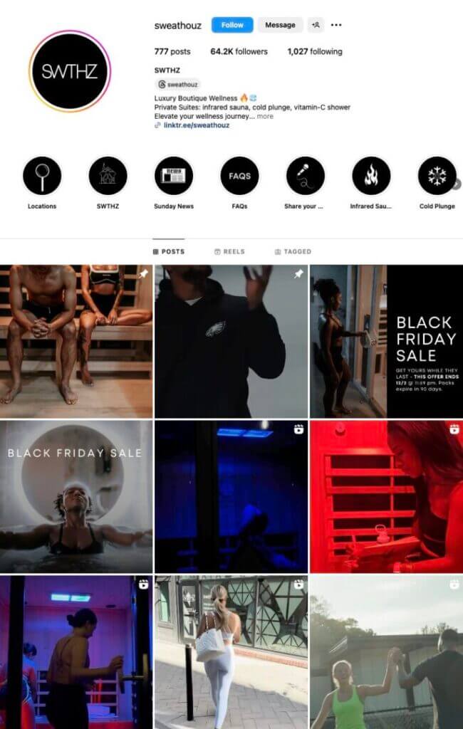 SweatHouz instagram page