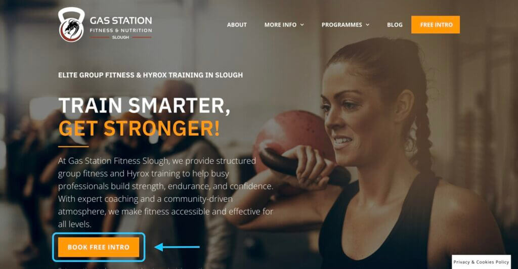 strong CTA example for your gym website