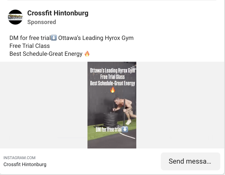 example of a HYROX ad in Facebook for a gym