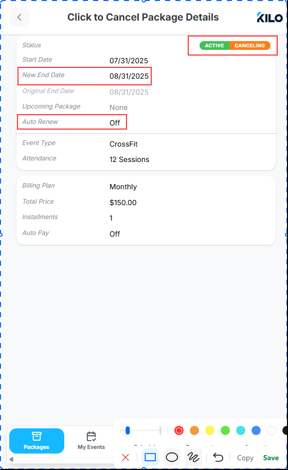 athlete app view package in Kilo GMS