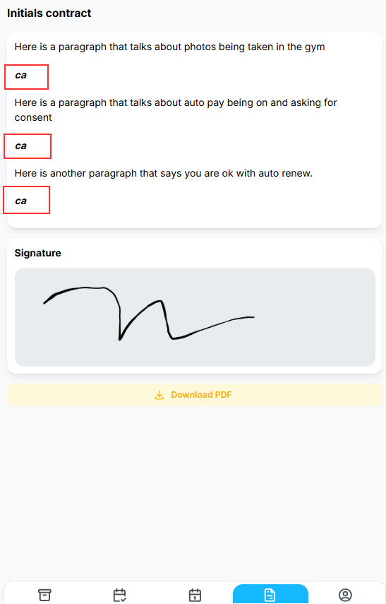athlete view of new Contract in Kilo GMS